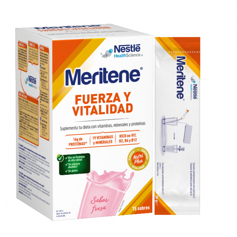 Meritene Sabor Morango Meritene 15 saquetas – Farmácia Virtual